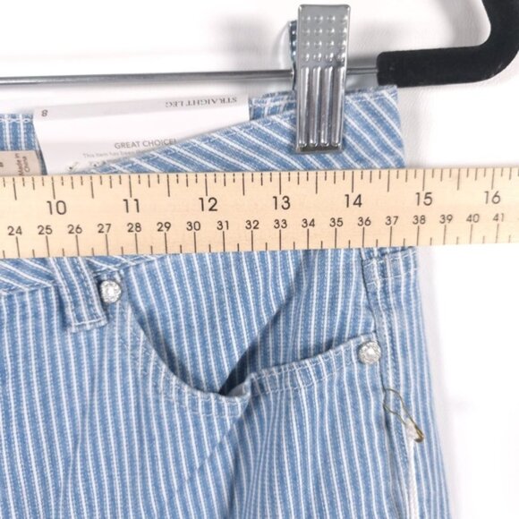 NWT Soft Surroundings Jeans BlueWhite Striped Straight Leg Denim Railroad Size 8 - Picture 8 of 14